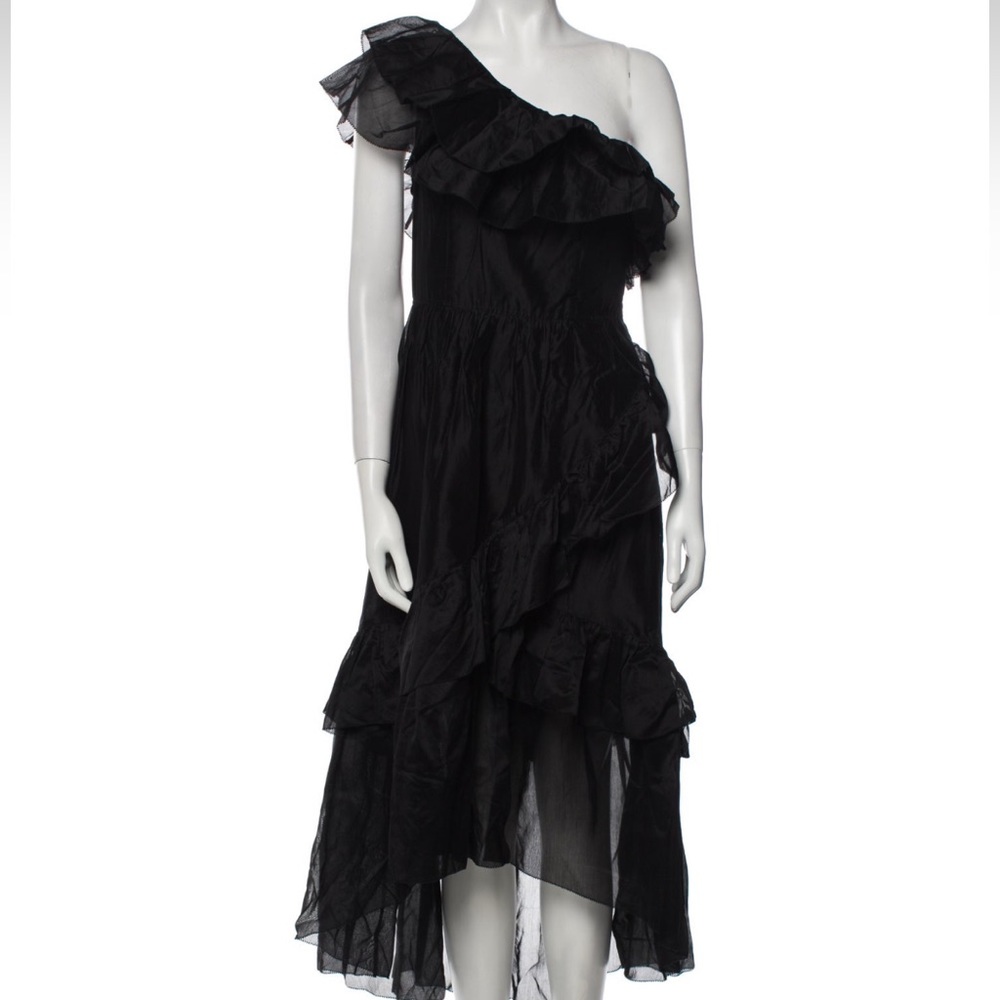 Ulla Johnson One Shoulder Midi Ruffle Dress